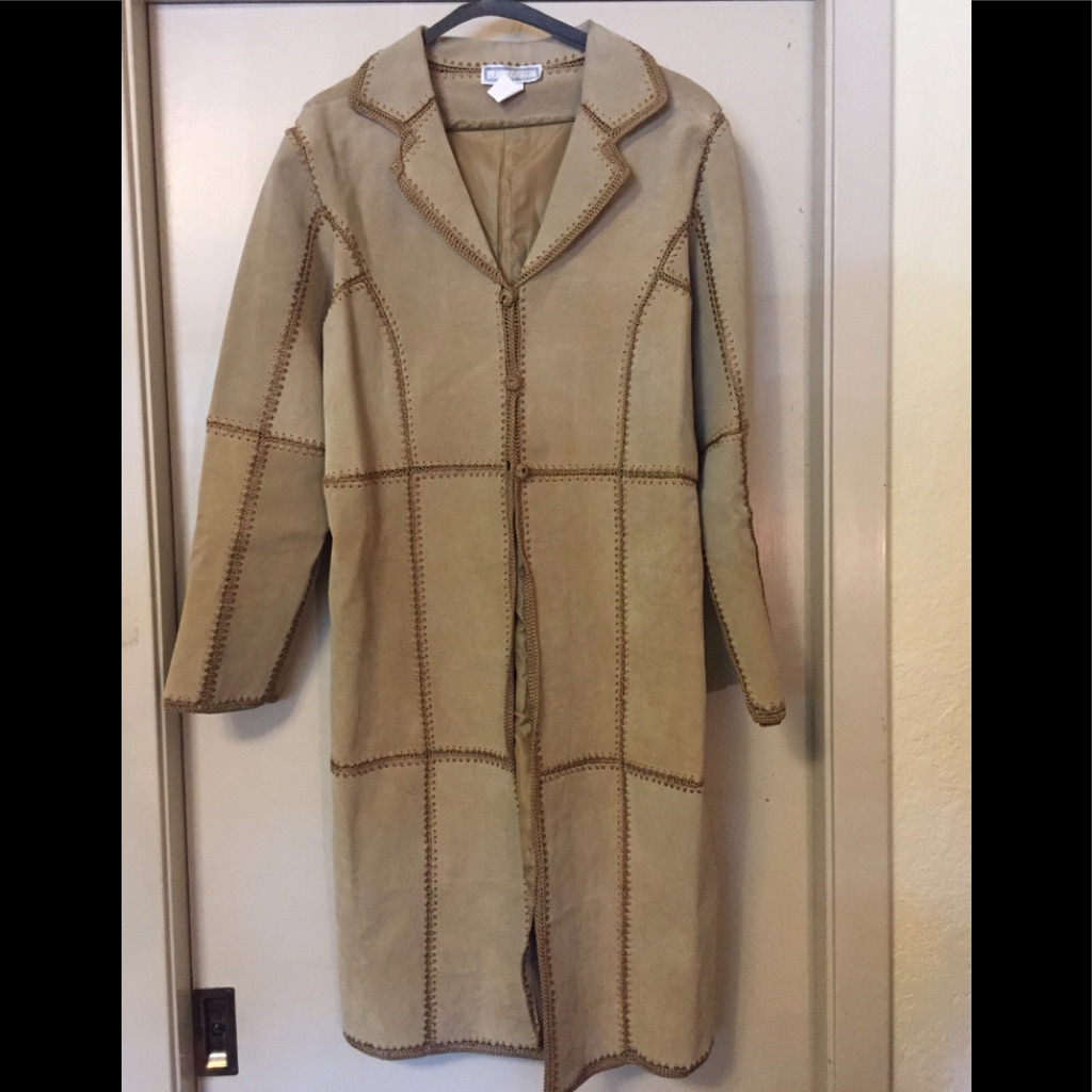 Suede-Panel Jacket/Duster, Large